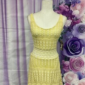 Trixxi Yellow Lace Midi Dress